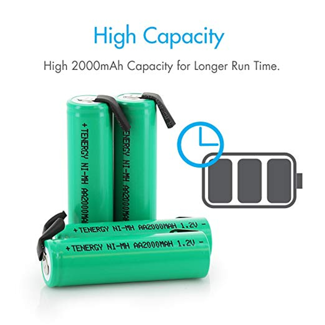 COMBO: 12pcs NiMH AA 2000mAh Flat Top Rechargeable Battery (w/Tabs)