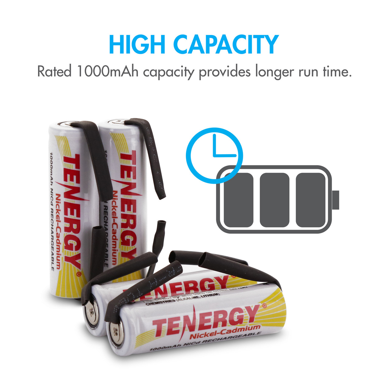 Combo: 12pcs of Tenergy AA 1000mAh NiCd Rechargeable Battery Flat Top with Tabs