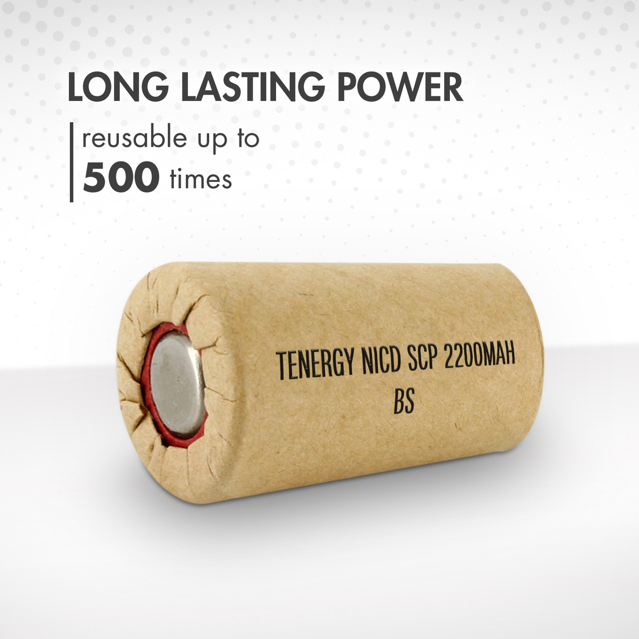 A Sub C 2200mAh battery with long lasting power that can be reused up to 500 times for airsoft gun enthusiasts.
