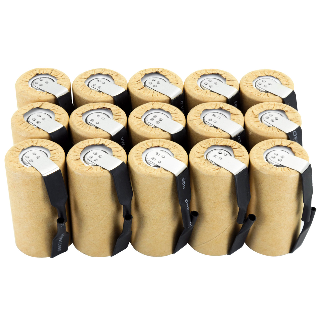 A bulk pack of Tenergy NiCD Sub C batteries wrapped together for professional cordless vacuum battery replacement.