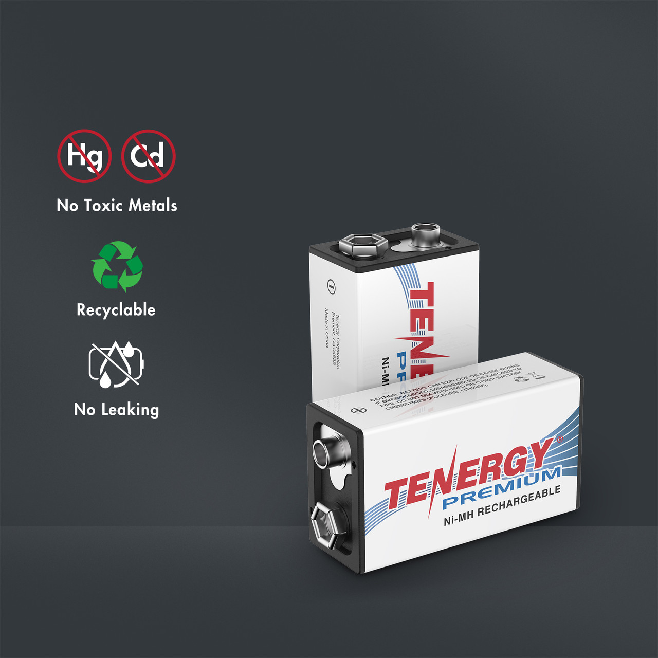 Combo: 20pcs Tenergy Premium 9V 250mAh NiMH Rechargeable Batteries
