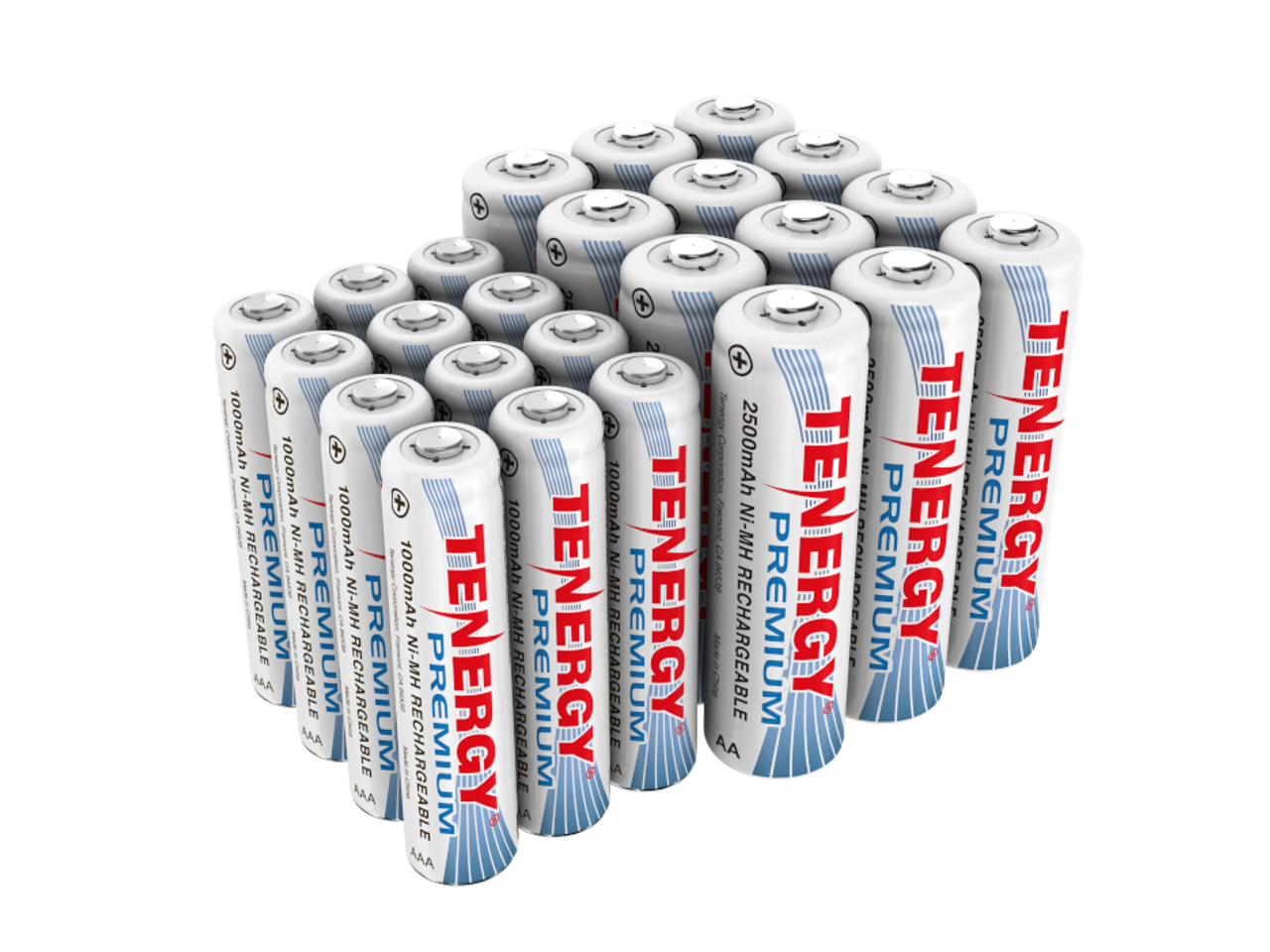 Combo: 24 pcs Tenergy Premium NiMH Rechargeable Batteries (12AA/12AAA)