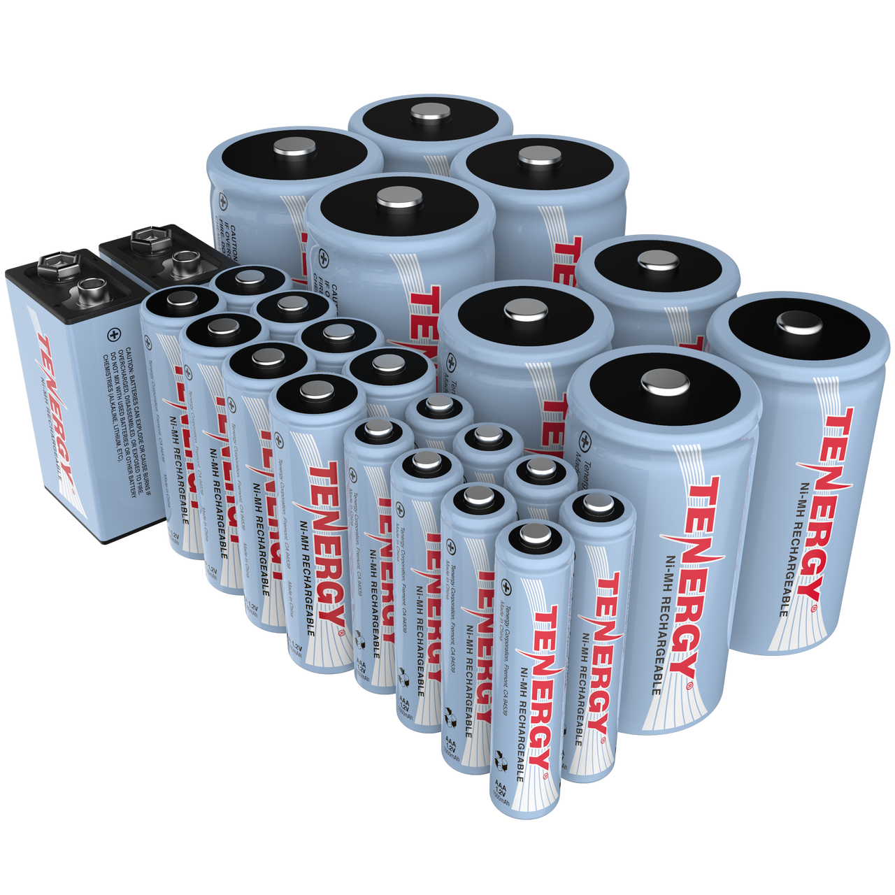 A bulk NiMH battery assortment provides various sizes for high-drain electronics and professional equipment.
