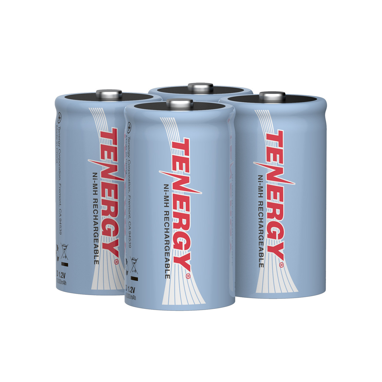 Four pack of Tenergy 1.2V NiMH batteries providing a reliable energy source for professional equipment and consumer electronics.