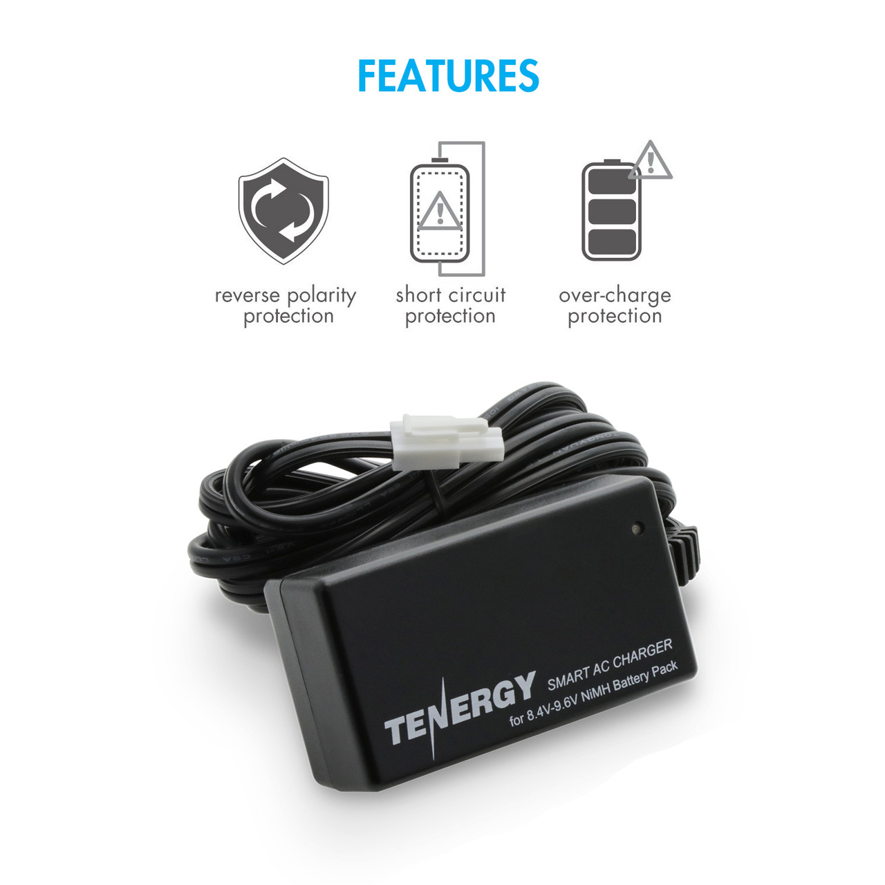 Combo: Tenergy Airsoft NiMH 9.6V 1600mAh Flat Battery Pack /w Mini Tamiya + Charger (#01026)