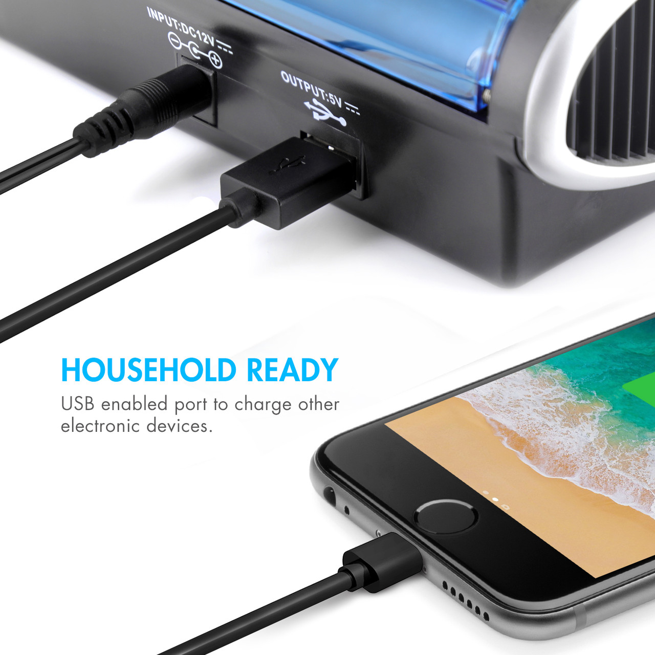 Integrated USB port for charging small electronic devices for families managing daily household power.