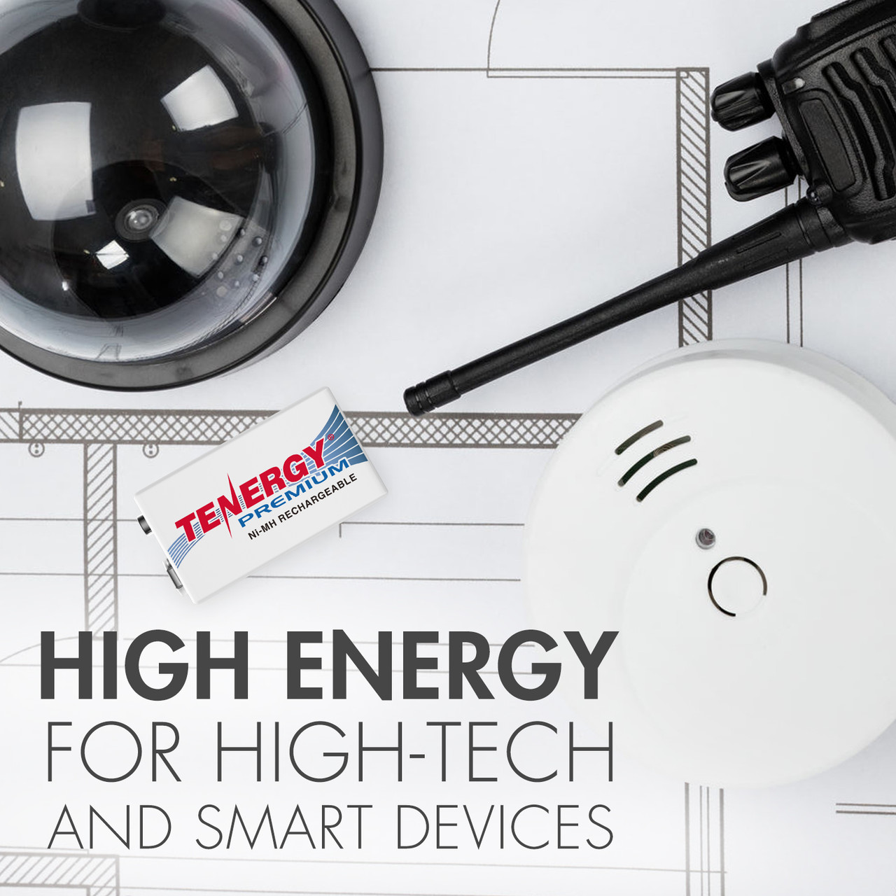 Premium NiMH rechargeable battery providing high energy for smoke detectors, security cameras, and smart devices.