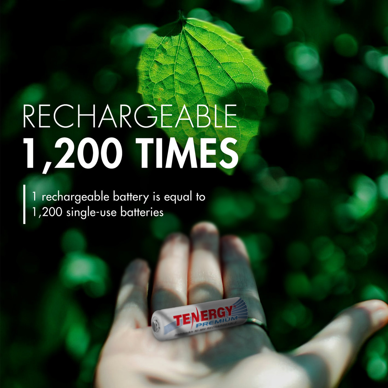 Eco-friendly rechargeable batteries replace 1,200 single-use batteries, ideal for environmentally conscious consumers.