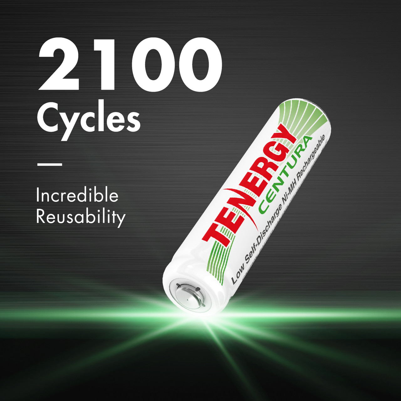 Tenergy Centura AA rechargeable batteries offer 2100 cycles of incredible reusability for eco-conscious high-drain device users.