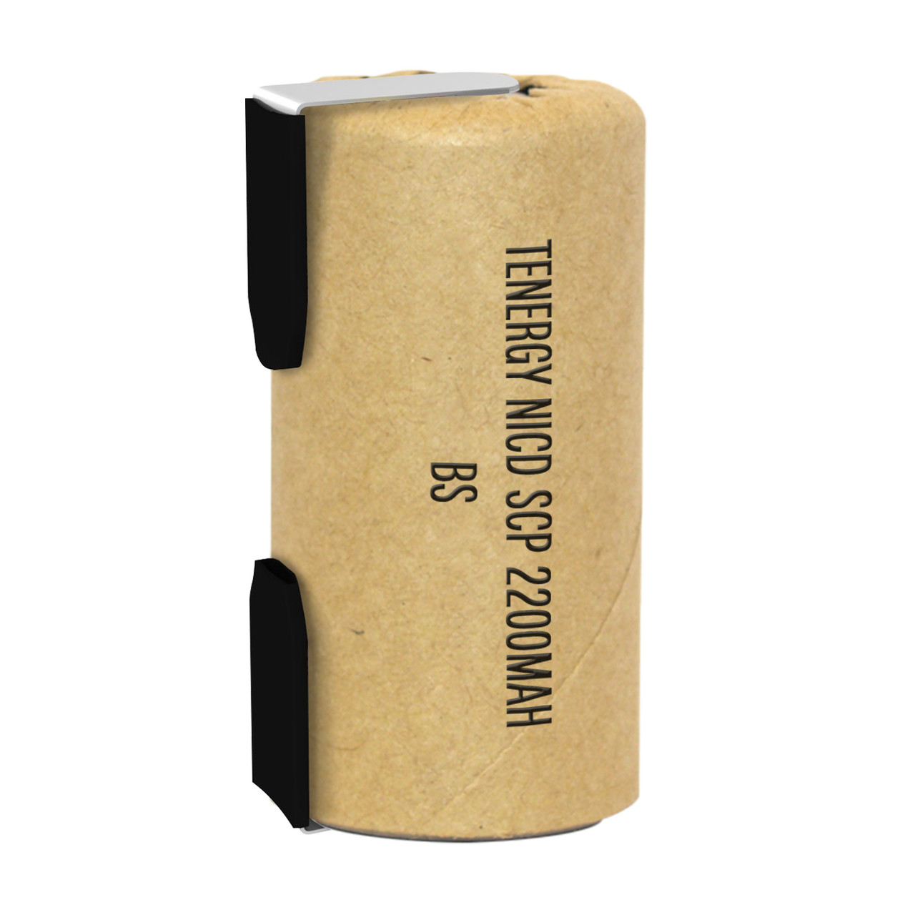 Paper wrapped Sub C battery with pre-attached soldering tabs for quick assembly of high drain power packs.