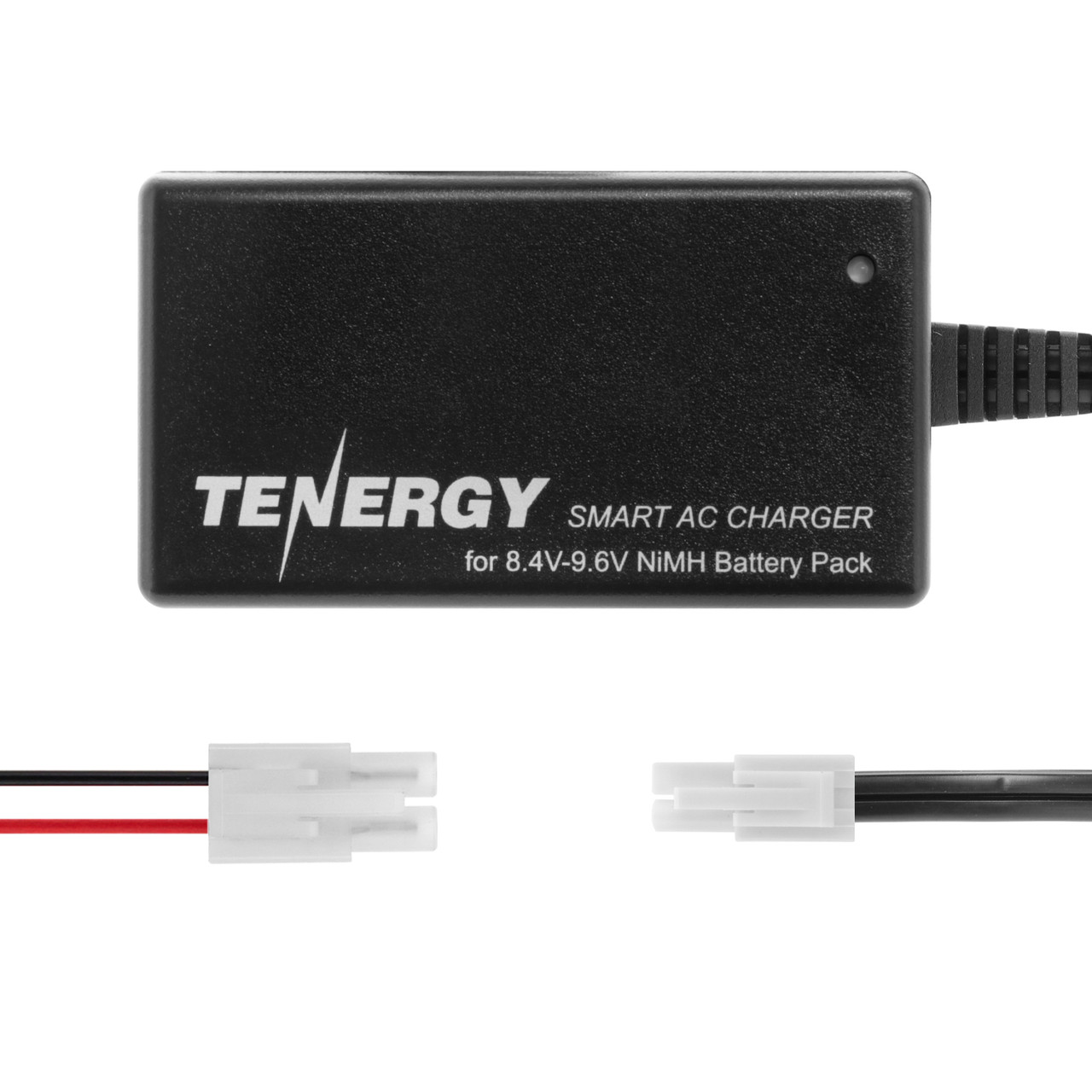 Tenergy Smart AC Charger with a Mini Tamiya connector for hobbyists charging 8.4V-9.6V NiMH battery packs.