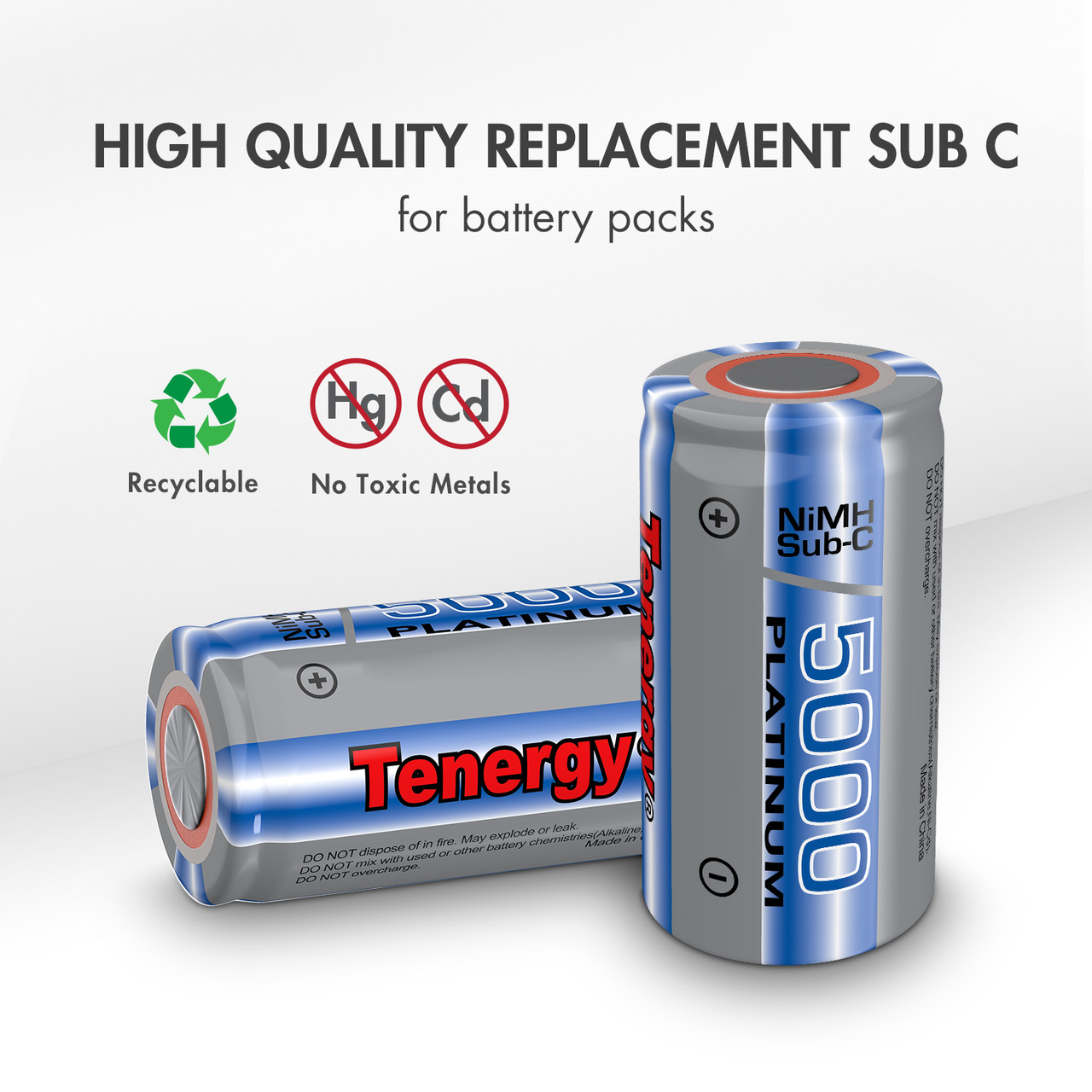 Tenergy Sub C 5000mAh NiMH Rechargeable Battery Tenergy