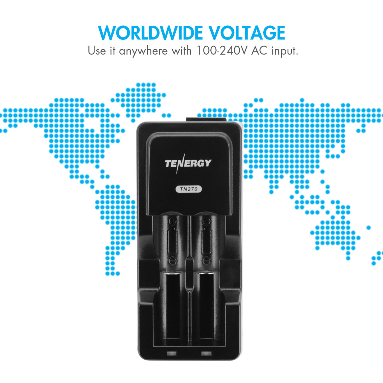 Universal voltage battery charger with worldwide 100-240V support is the ideal companion for international travelers.