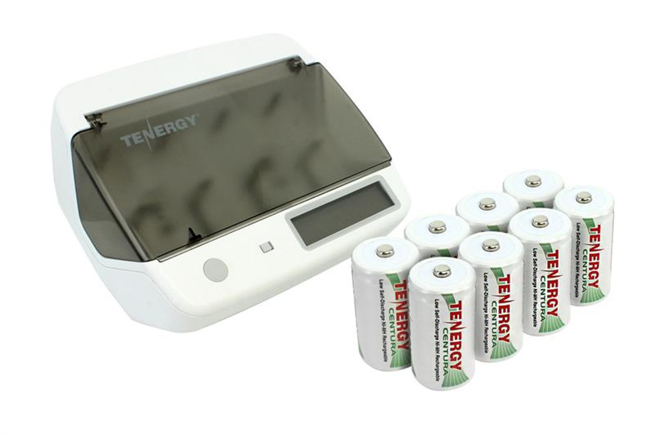 Tenergy TN299 Hybrid (NiMH/NiCd/Li-ion/LiFePO4) Universal Charger + 8 pcs Low Self Discharge Centura D Batteries