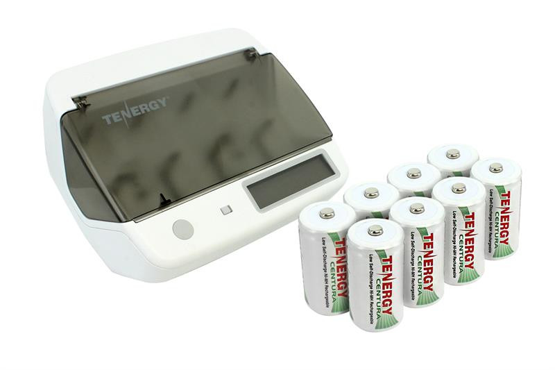 Tenergy Centura D Size Batteries (8pk) w/ Charger - Tenergy