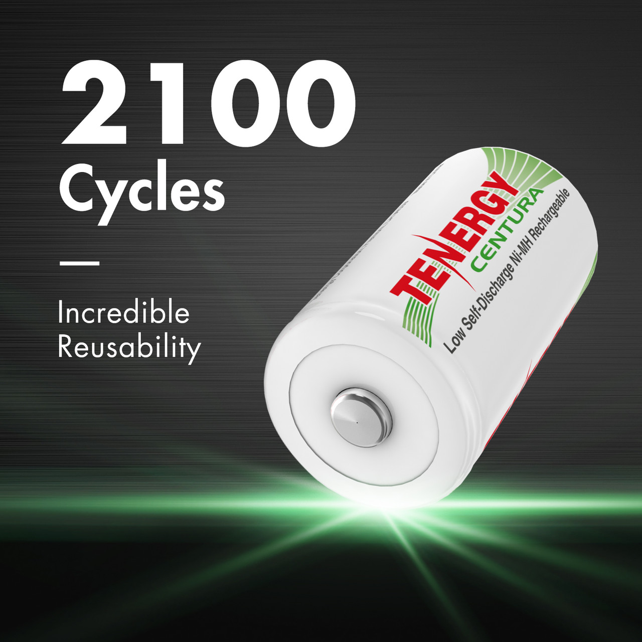 D size rechargeable batteries offering up to 2100 cycles to provide long-lasting reusability for everyday home appliances.
