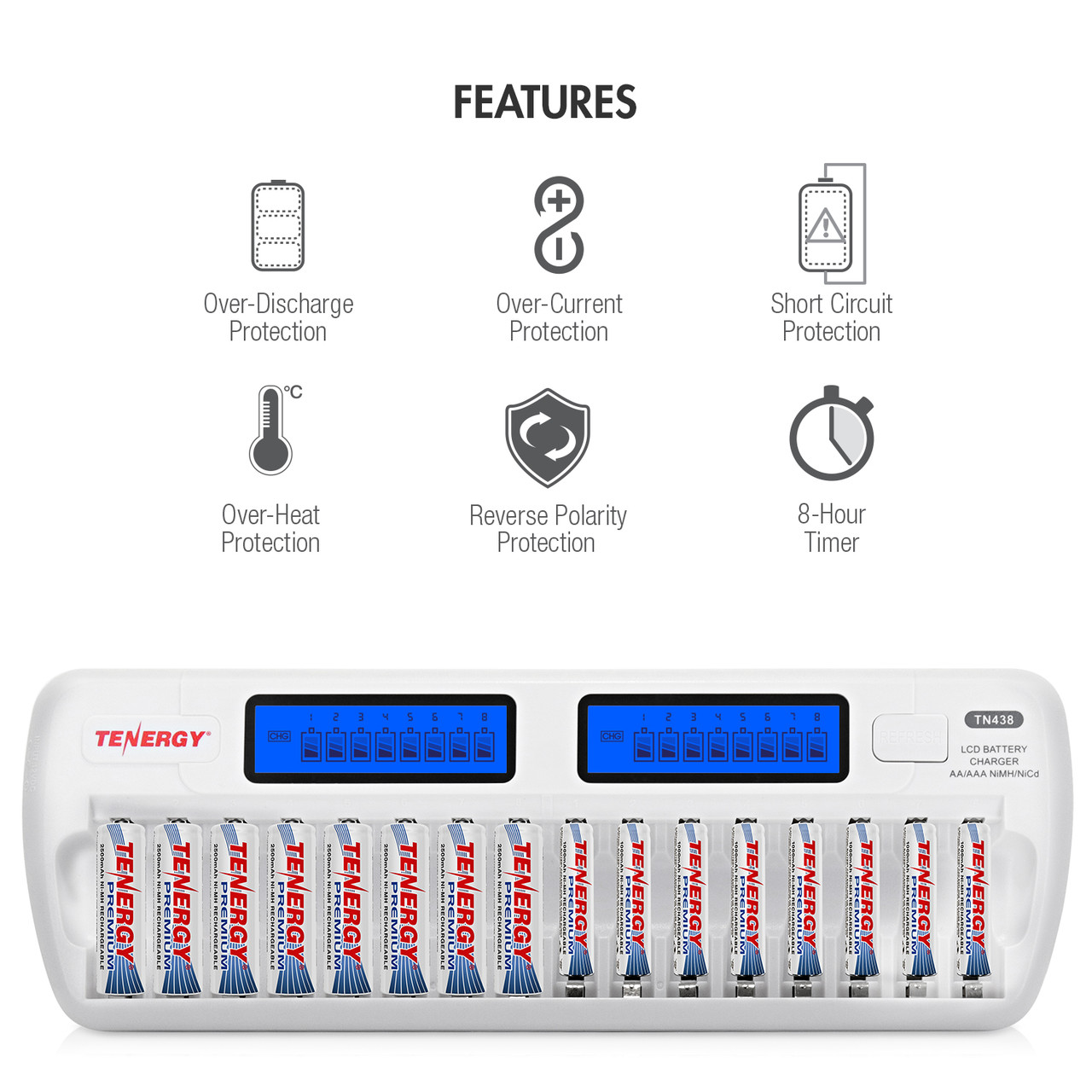 Professional NiMH charger with over-discharge protection ensures efficient energy management for electronics.