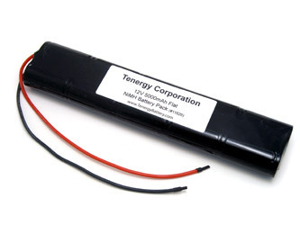 Tenergy 12V 5000mAh NiMH Battery Pack, 10S1P, 60Wh, 5A Rate, Flat Config.. Custom NTC, PTC, connectors, or configs available.