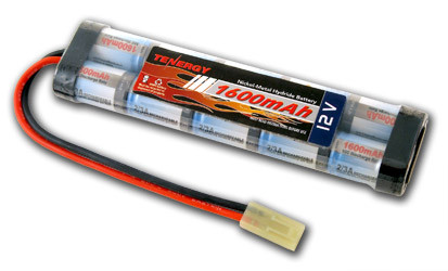 Tenergy 12V 1600mAh NiMH Battery Pack, 10S1P, 19.2Wh, 7A Rate. Custom NTC, PTC, connectors, or configs available.