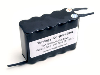 Tenergy 12V 2000mAh NiMH Battery Pack, 10S1P, 24.0Wh, 2A Rate. Custom NTC, PTC, connectors, or configs available.