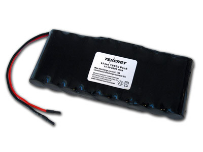 Tenergy 18650 11.1V 6600mAh Battery Pack with PCB, 3S3P, 73.26Wh , 5.7A. Custom NTC, PTC, connectors, or configs available.