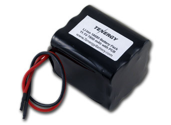 Tenergy Li-ion 11.1V 7800mAh Battery Pack with PCB, 3S3P, 86.58Wh. Custom NTC, PTC, connectors, or configs available.