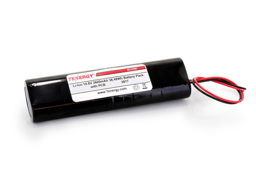 Tenergy Li-ion 18650 14.8V 2600mAh Battery Pack with PCB, 4S1P, 38.48Wh. Custom NTC, PTC, connectors, or configs available.