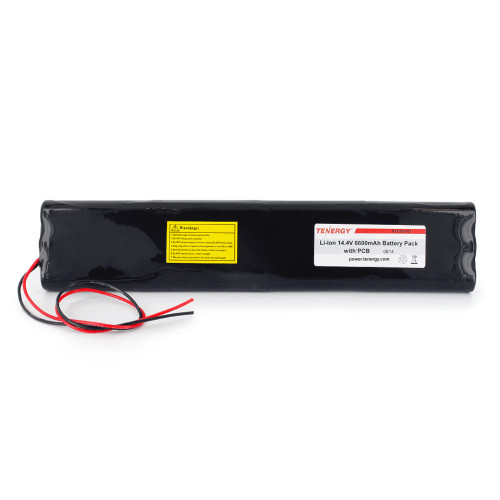 Tenergy Li-ion 18650 14.4V 6600mAh Battery Pack with PCB, 4S3P, 95.04Wh. Custom NTC, PTC, connectors, or configs available.