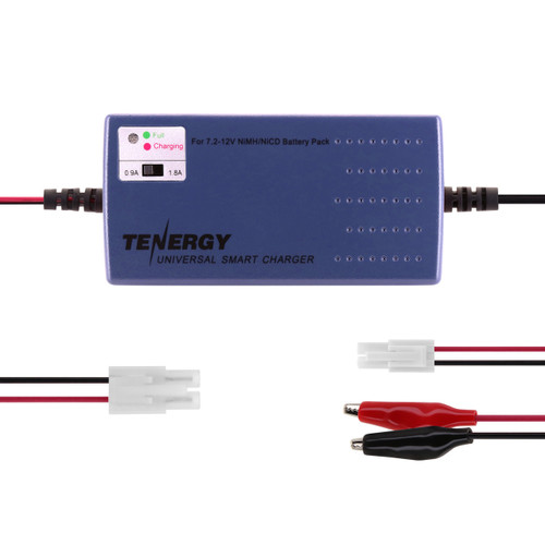 Tenergy universal smart charger with multiple plug adapters designed for high-performance Airsoft batteries.