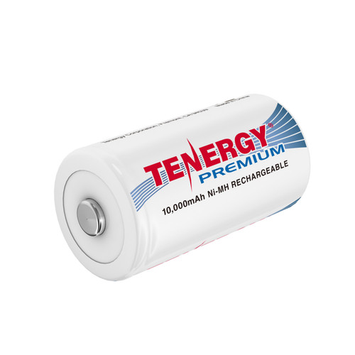 Tenergy Premium D batteries with 10000mAh high capacity for emergency kits and heavy-duty appliances.