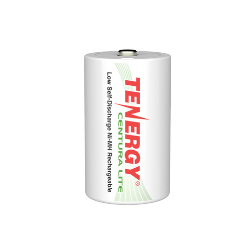 Tenergy Centura Lite D rechargeable battery with low self-discharge for flashlights and LED lanterns.