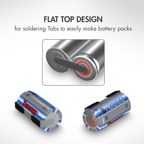 sub c sized lipo Tenergy 10 Count Propel Sub C 3800mAh NiMH Rechargeable Batteries, with Tabs