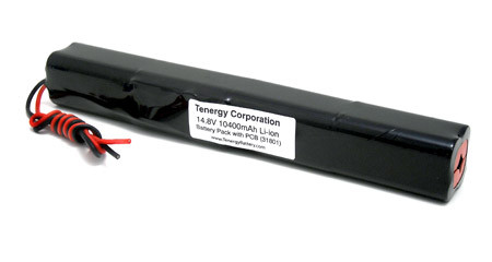 Tenergy Li-ion 18650 14.8V 10,400mAh Battery Pack with PCB, 4S4P. Custom NTC, PTC, connectors, or configs available.