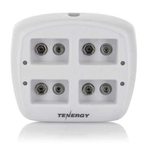 Tenergy TN136 compact four-slot 9V charger featuring LED status indicators designed for rechargeable NiMH battery users needing efficient power.