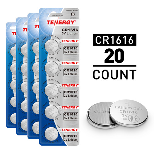 Tenergy CR1616 20-pack of 3V lithium coin cells provides a reliable power source for small electronic devices.