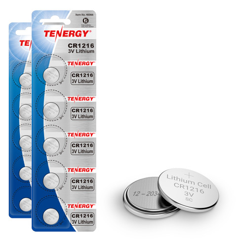 Tenergy CR1616 3V Lithium Button Cells 10 Pack (2 Cards) - Tenergy