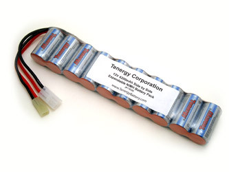 Tenergy NiMH 12V 4200mAh Side by Side Battery Pack, 10S1P, 50.4Wh. Custom NTC, PTC, connectors, or configs available.