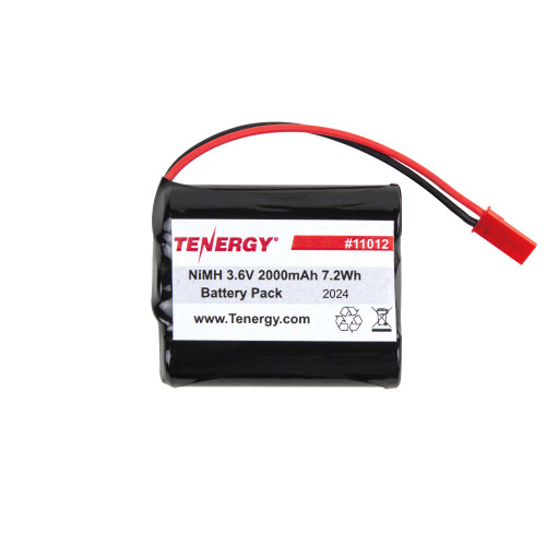 Tenergy 3.6V 2000mAh NiMH Battery Pack w/ BEC Connector, 3S1P, 7.2Wh. Custom NTC, PTC, connectors, or configs available.