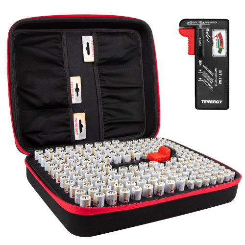 Tenergy Large Battery Organizer Storage Case With Tester, Includes Battery Tester, Holds 200 Batteries 100xAA, 100xAAA (Batteries not included)
