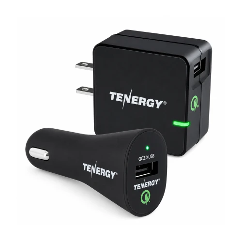 Tenergy 18W Fast USB Charger Combo Kit - Dual Wall & Car Fast Chargers with 2x 6ft Micro USB Charging Cables (Qualcomm QC 2.0)