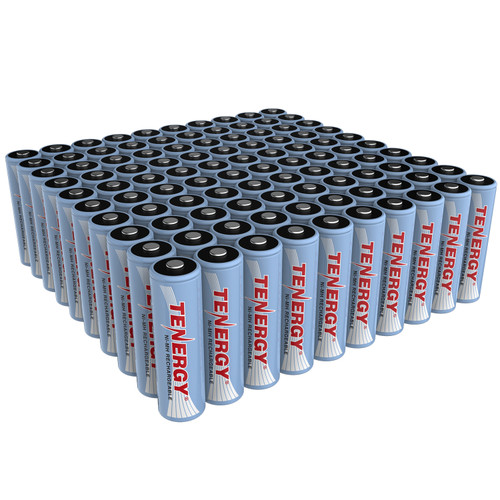 A 100-pack of NiMH rechargeable batteries offers a high-capacity bulk power solution for professional and industrial use.