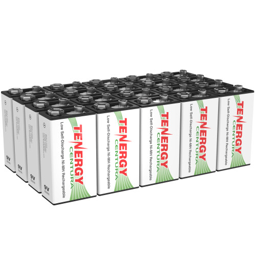 20 Tenergy Centura 9V Ni-MH rechargeable batteries with low self-discharge for smoke alarms and audio equipment
