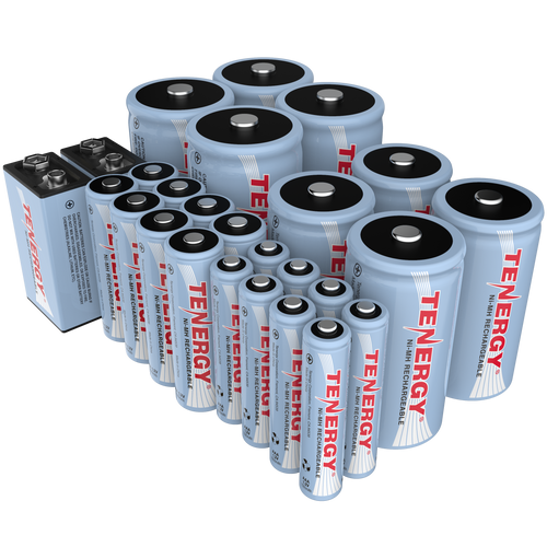 A bulk NiMH battery assortment provides various sizes for high-drain electronics and professional equipment.