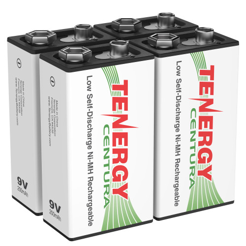 4pcs Tenergy Centura NiMH 9V 200mAh Rechargeable Batteries