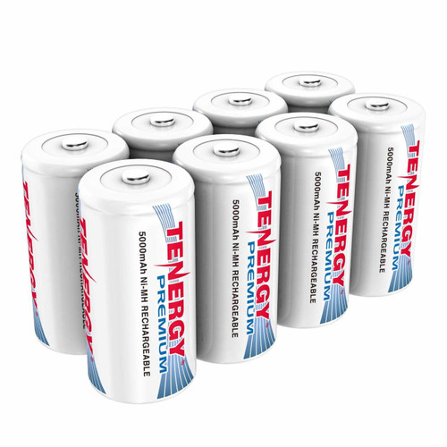 8 count of Tenergy Premium C battery with 5000mAh high capacity for household electronics and daily use.