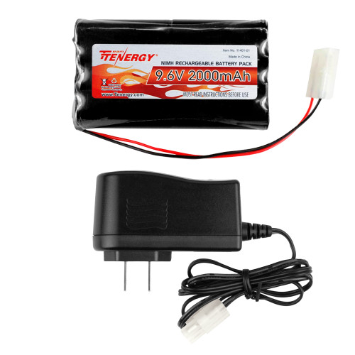 Tenergy rechargeable battery and charger set provides a complete power solution for remote control toys.