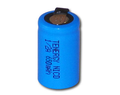 Tenergy 1/2A 650mAh NiCd Flat Top Rechargeable Battery