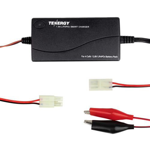 Essential battery charging kit including a 1.2A smart charger and modular clip leads for DIY electronics.