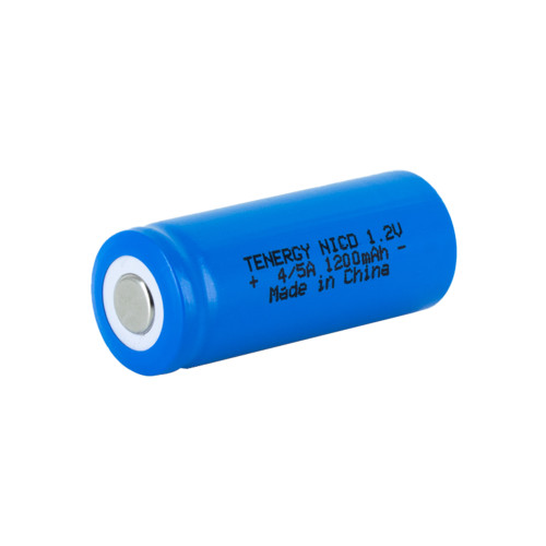 Blue Tenergy NiCd battery displayed at an angle for DIY repair of handheld vacuum and power tools.