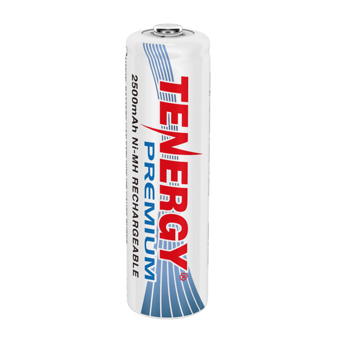 A Tenergy Premium rechargeable AA battery with 2500mAh capacity, designed as a reliable high-capacity NiMH power source for household electronics.